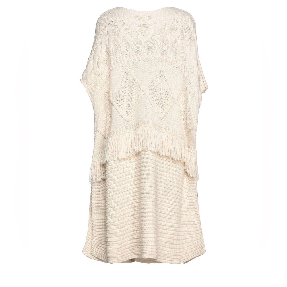 Italian Brand  Cream Cable Knit Fringe cover with side openings